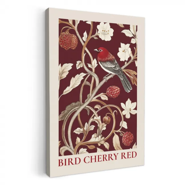 Vogel - Bordeaux - Bloemen - Bessen KitchenYeah - Keuken - Canvas klein -3d