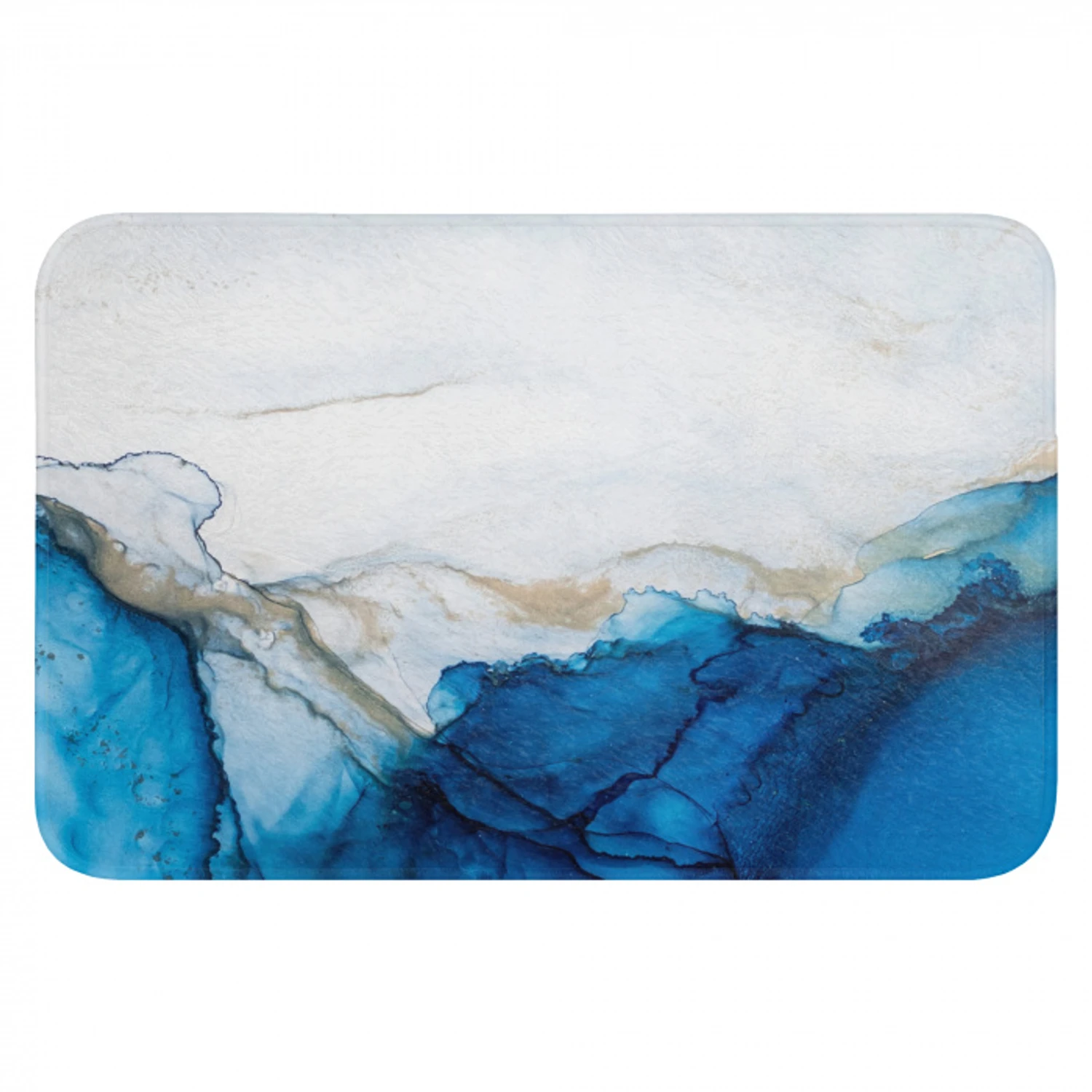 Watercolor - Blauw - Abstract - Kunst - Modern Badmat klein -3d
