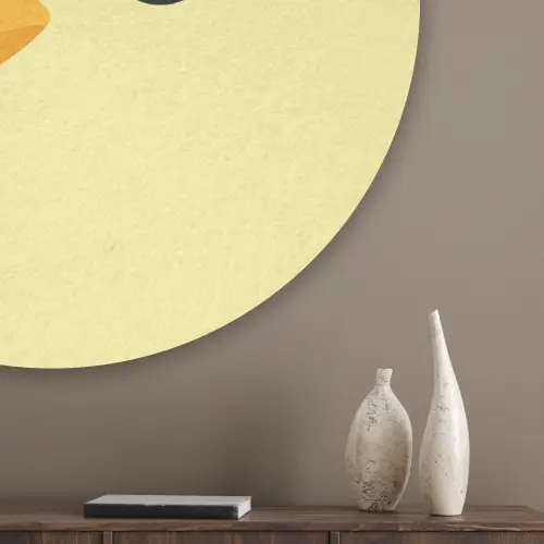 Kuiken - Vrolijk - Geel - Minimalistisch Akoestische PET Vilt - Rond klein -sfeer5_closeup