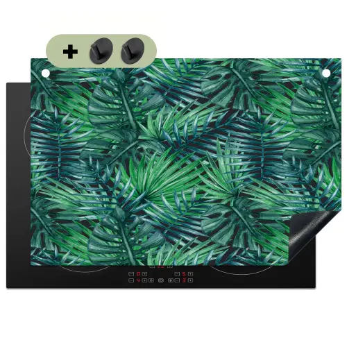 Blauw - Palmbladeren - Afsnijding Inductie beschemer met haakjes klein 777 -3d