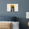Zwart palmblad - Gouden cirkel - Beige achtergrond poster papier klein -sfeer2