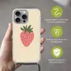 Aardbei - Minimalistisch - Rood - Fruit Hoesje iPhone 16 Pro Max met koord klein -sfeer2_NL