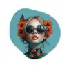 Vrouw - Blauw - Vlinder - Bloemen - Aesthetic Wandcirkel Organisch Forex 3mm klein -3d