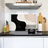 Abstract - Japandi - Beige - Modern Inductie beschemer met haakjes klein -sfeer2