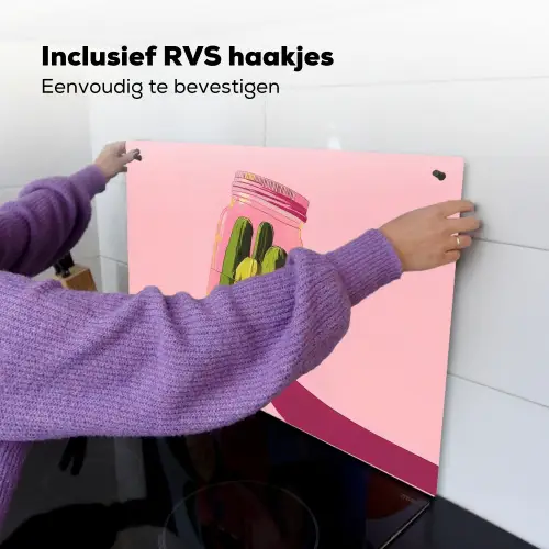 Augurken - Pot - Schaduw - Roze Inductie beschemer met haakjes klein -ky-ophangen-nl