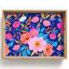 Bloemen - Blauw - Roze Dienblad Rechthoek middel -z3d_shopping