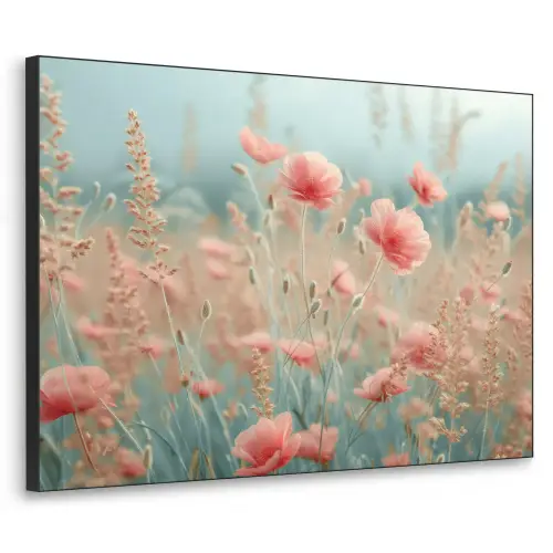 Bloemen - Natuur - Klaprozen - Bloemenveld Textielframe - compleet frame klein -3d