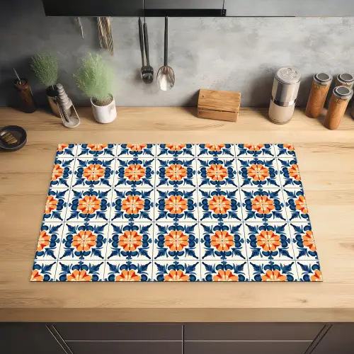 Traditioneel - Tegel - Oranje Inductie beschermer vinyl 3mm klein 276 -sfeer5