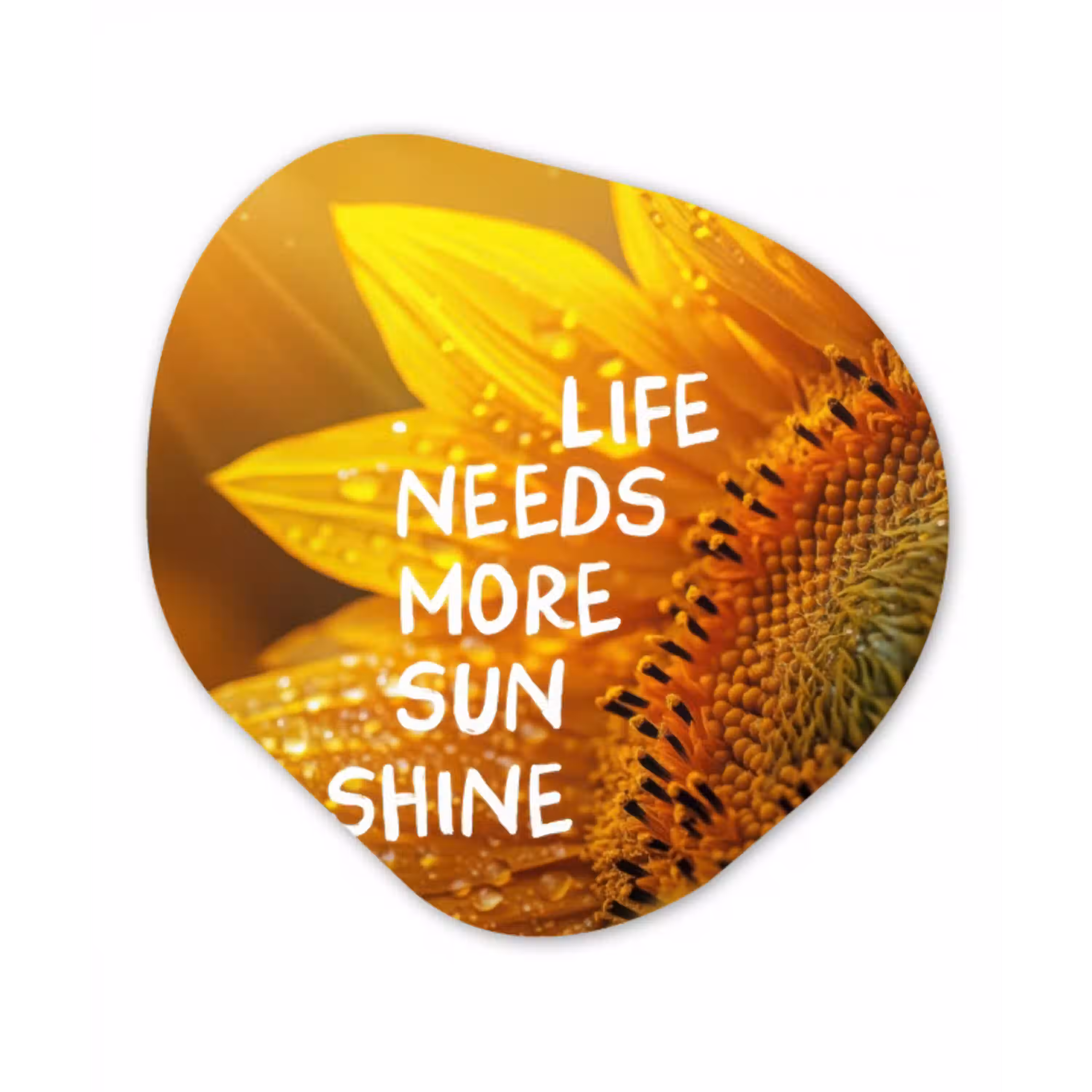 Zonnebloem - Close up - Geel - Quote Wandcirkel Organisch Plexiglas middel -3d