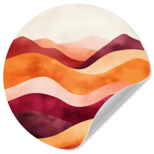 Abstract - Landschap - Golven Wandcirkel behangsticker klein -3d
