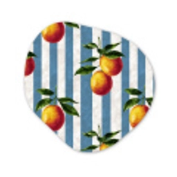 Strepen - Citroen - Blauw Wandcirkel Organisch Aluminium middel 851 -3d