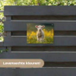 Lammetje - Gras - Bloemen - Geel tuinposter los doek klein -sfeer3