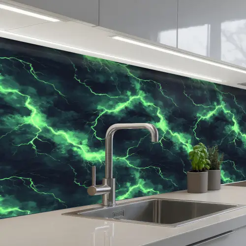 Groen - Bliksem - Storm keuken achterwand 2 middel 871 -3d_schuin