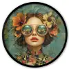 Vrouw - Bloemen - Vlinders - Natuur - Vintage Fotolijst rond zonder passe partout klein -3d