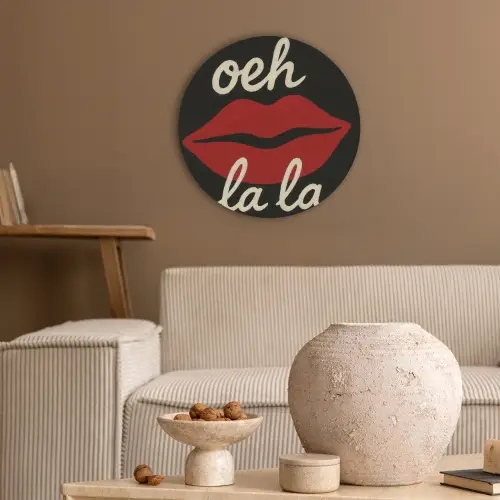 Lip - Rood - Quote Akoestische PET Vilt - Rond klein -sfeer1