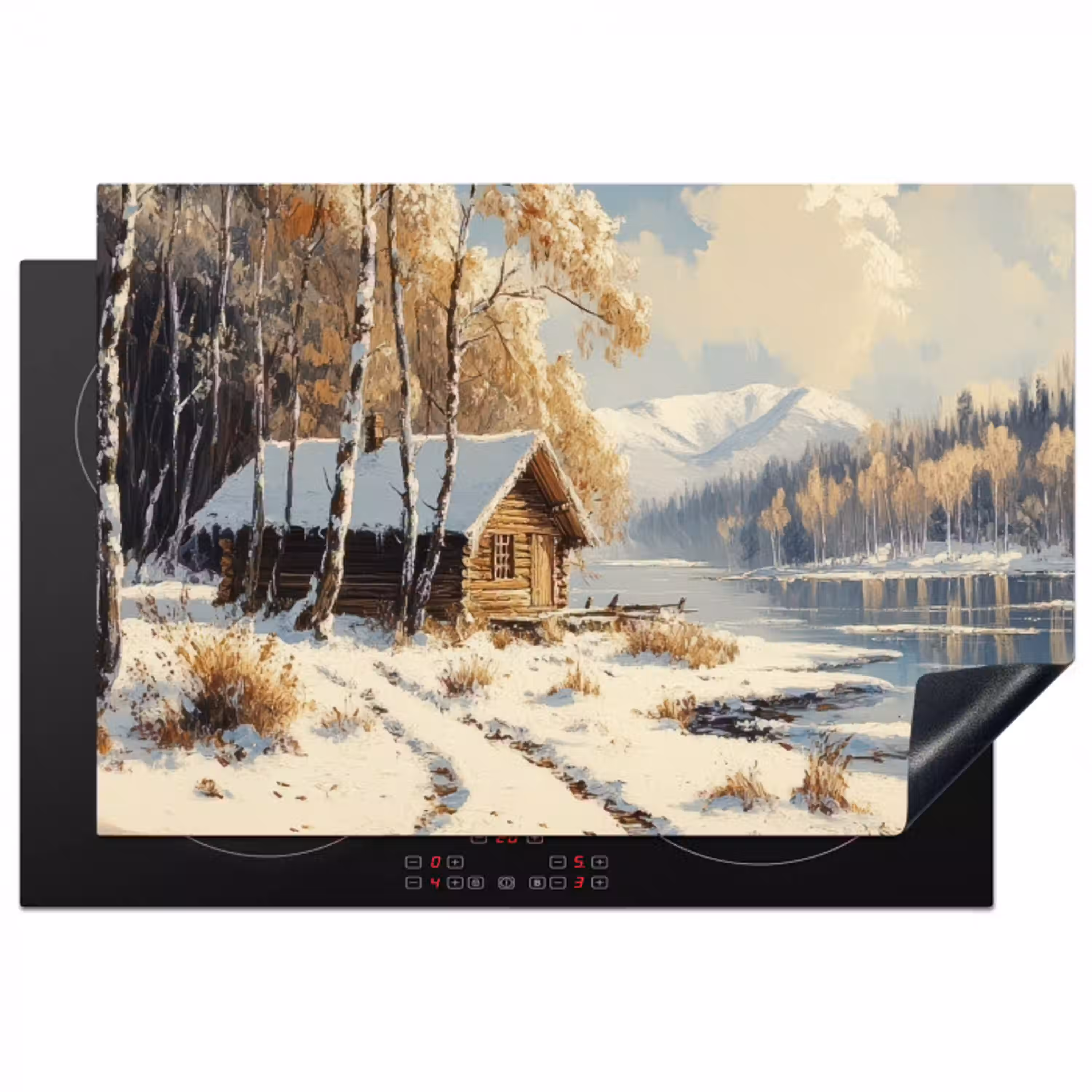 Winter - Sneeuw - Huis - Natuur Inductie beschermer vinyl 3mm klein -3d