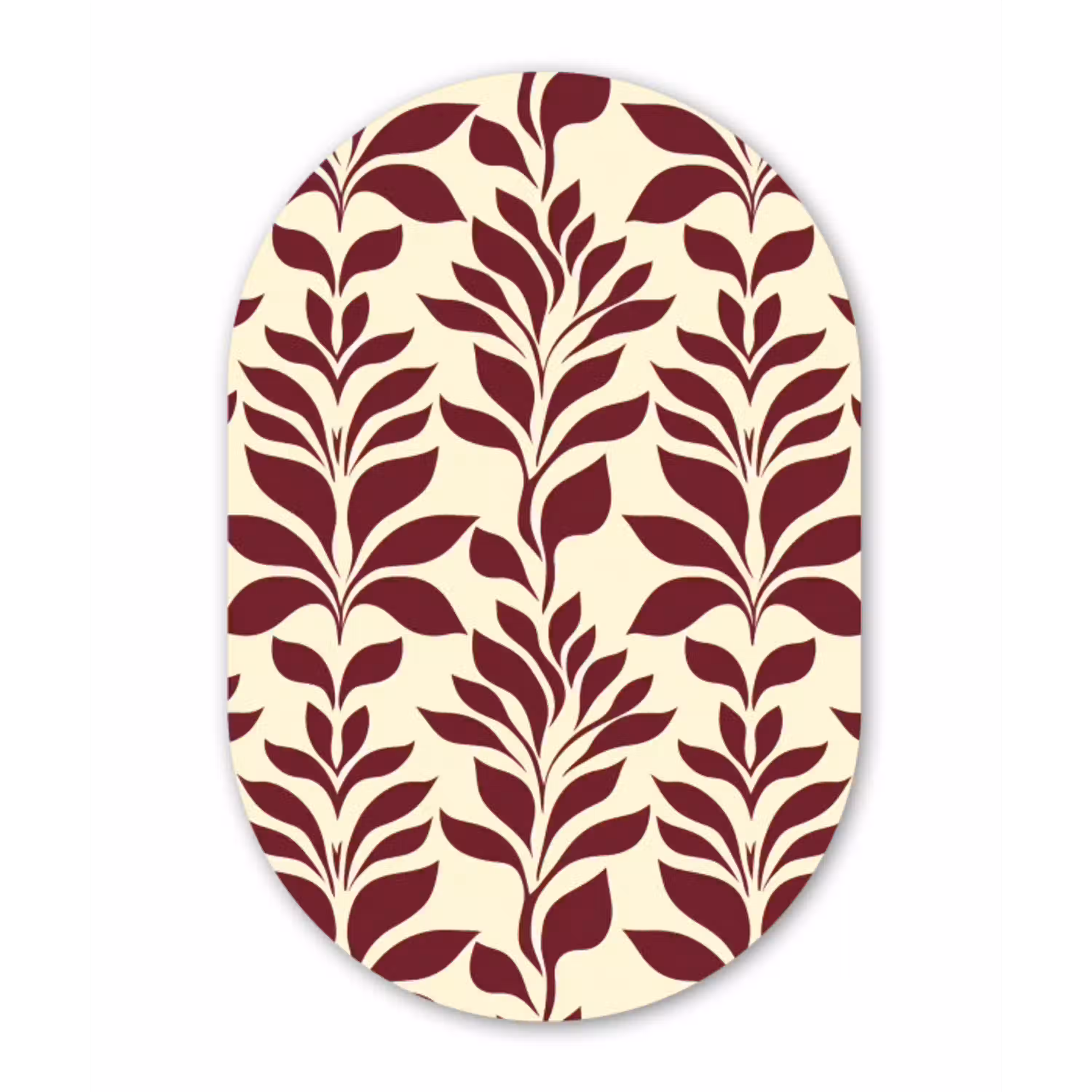 Abstract - Bladeren - Burgundy Wandcirkel Ovaal Aluminium middel 839 -3d