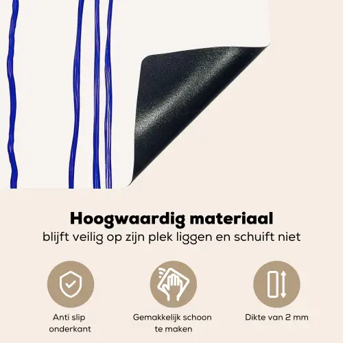 Bloemen - Blauw - Lijnen - Bloemblaadjes Inductie beschemer met haakjes middel -ky-onderkant-nl