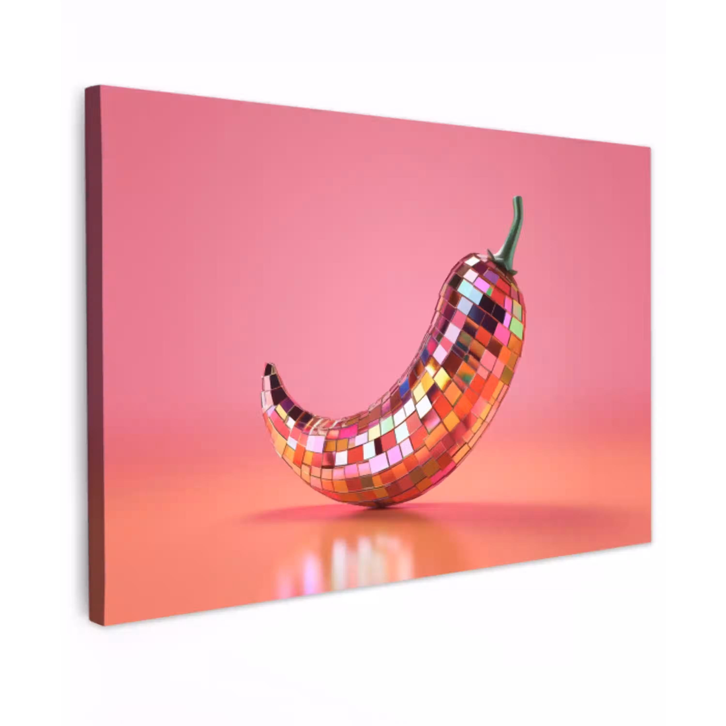 Peper - Disco - Rood - Glitter Tuinposter op houten frame 2 cm dik klein -3d