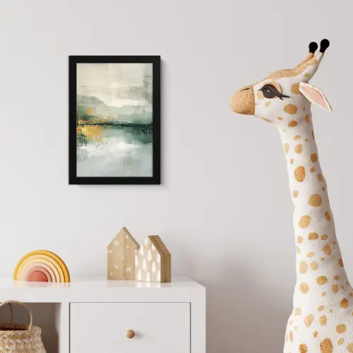 Groen - Modern - Abstract - Goud fotolijst zwart zonder passe partout klein -usfeer4_kinderkamer