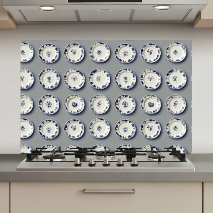 Borden - Bloemen - Blauw - Wit keuken achterwand spatscherm klein 900 -3d_website