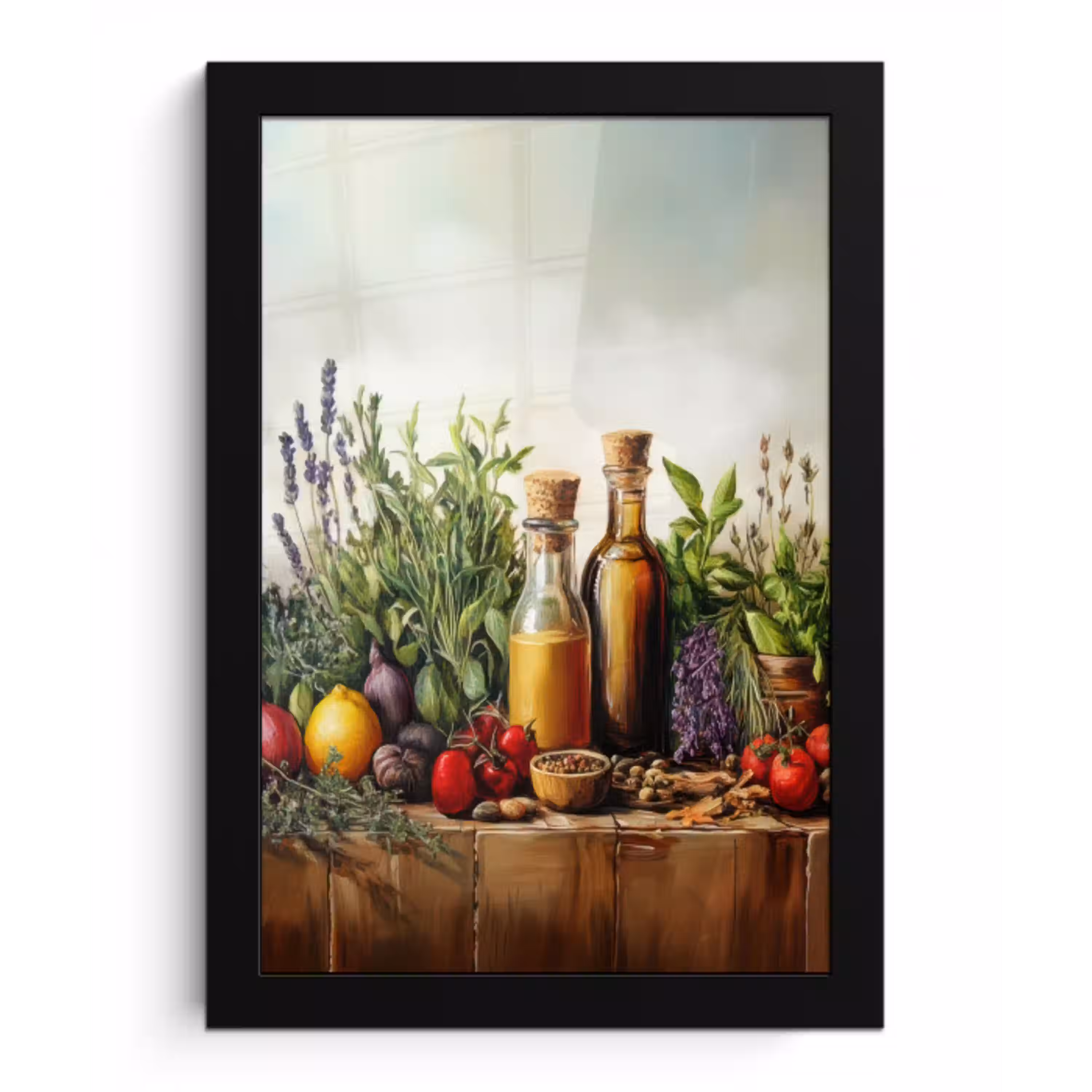 Stilleven - Kruiden - Specerijen - Fruit - Kleurrijk fotolijst zwart zonder passe partout klein -3d