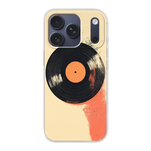 Vinylplaat - Zwart - Verfspatten - Retro Telefoonhoesje iPhone 17 Pro klein -3d