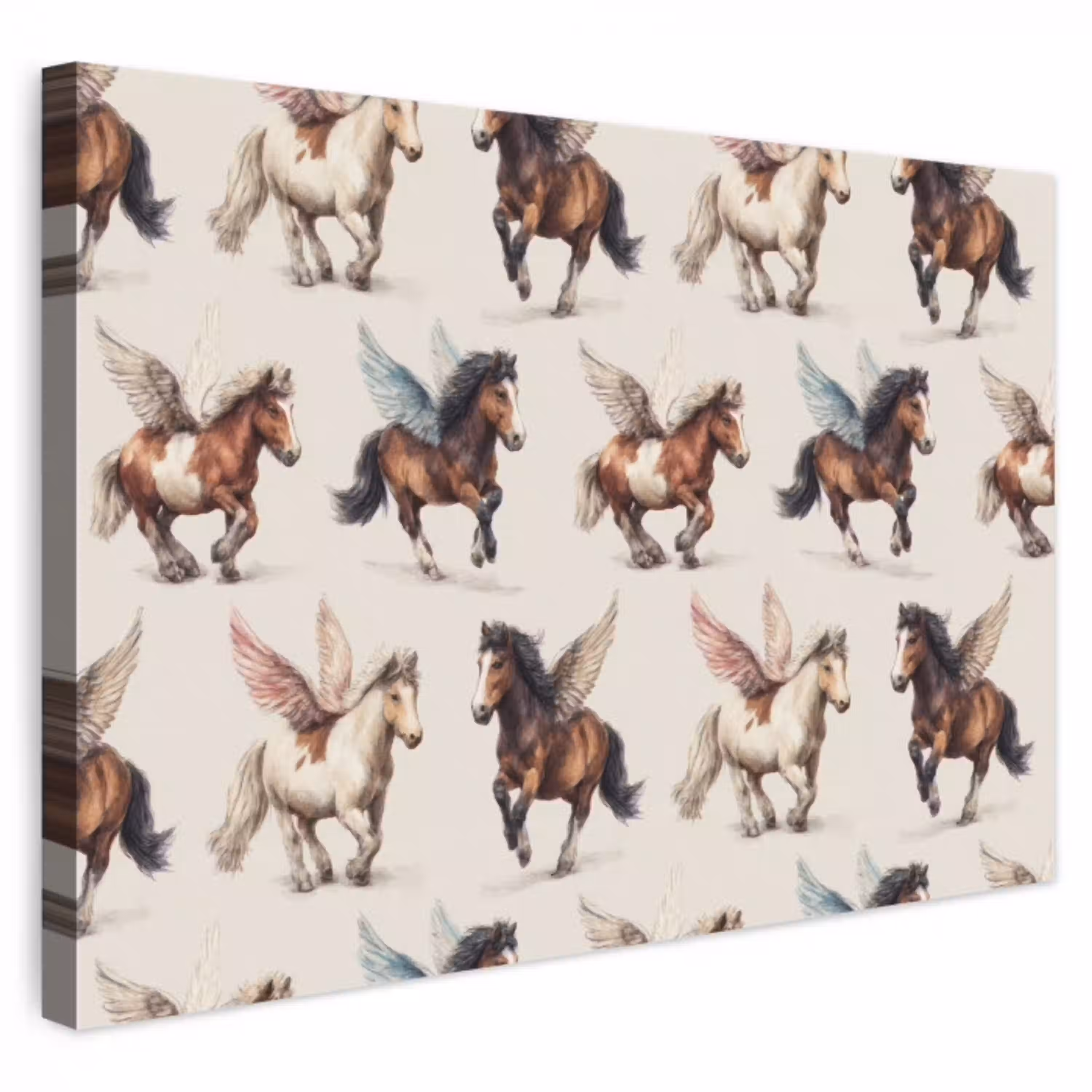 Paarden - Vleugels - Kleurrijk canvas 2cm klein 34 -3d