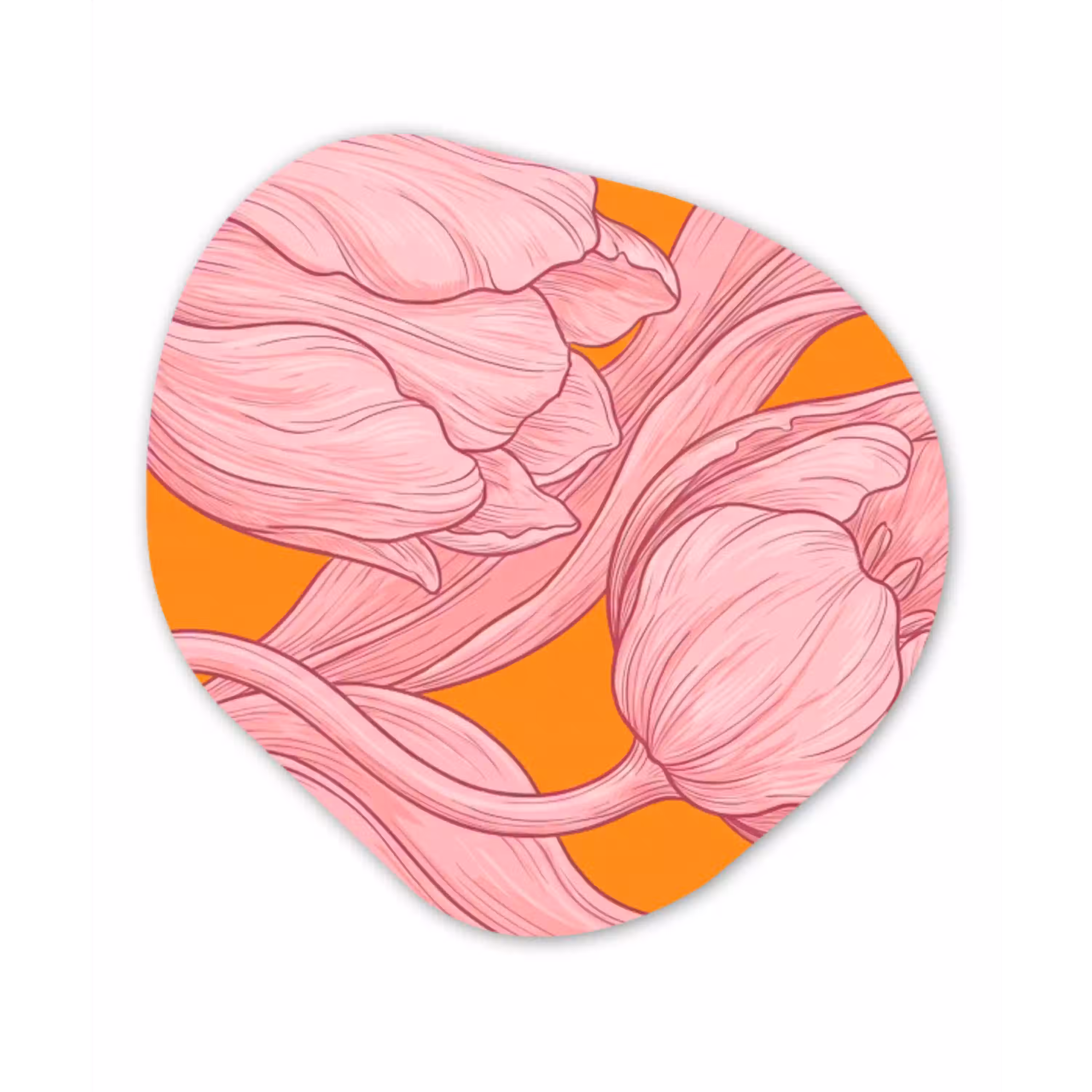Roze bloemen - Modern Wandcirkel Organisch Forex 3mm klein -3d