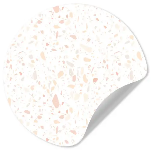 Terrazzo -  Patroon - Wit - Perzik Wandcirkel behangsticker klein 186 -3d