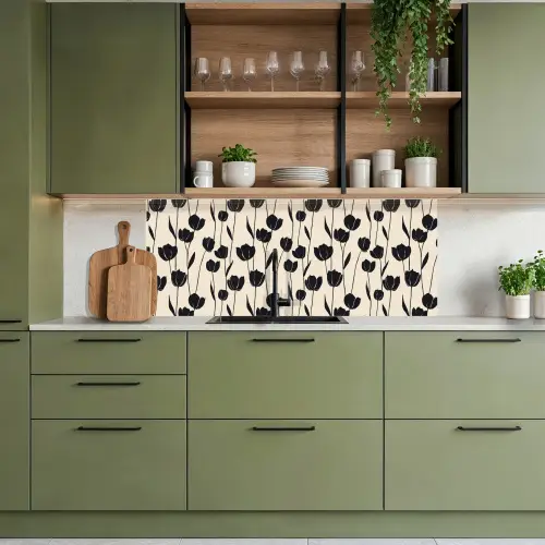 Tulpen - Patroon - Zwart keuken achterwand 2 middel 871 -sfeer3
