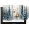 Rendier - Sneeuw - Woud - Wit Inductie beschermer vinyl 3mm klein -3d