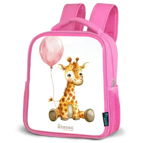 Giraffe met roze ballon Kinderrugzak - Roze middel -schuin