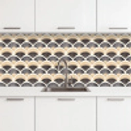 Waaier - Patroon - Zwart - Beige keuken achterwand 2 middel 871 -3d