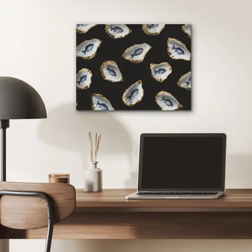 Oesters - Vissen - Blauw - Goud PET vilt klein -sfeer5