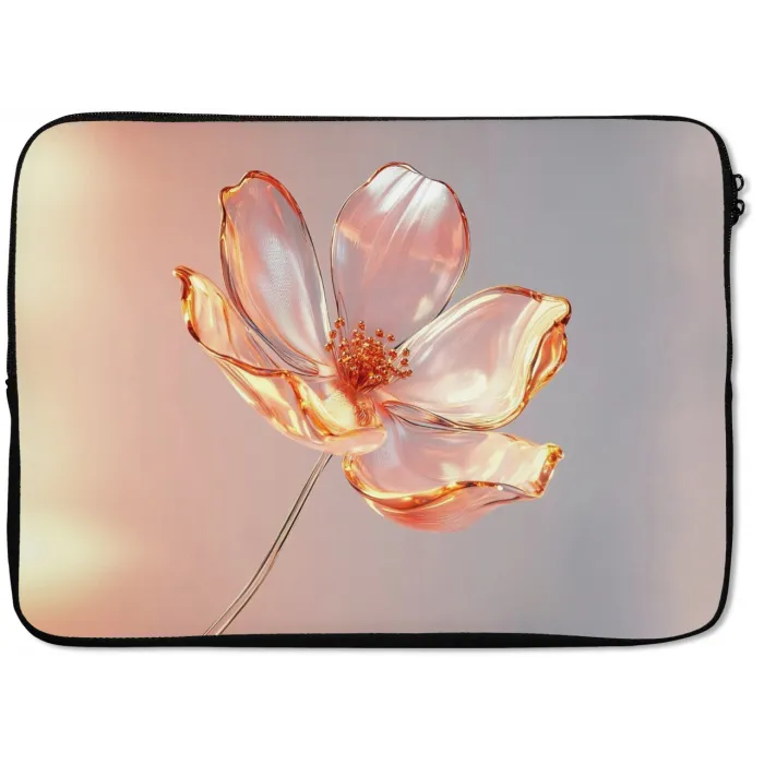 Glazen - Bloem - Roze laptophoes neopreen klein -zkaufland3dotto