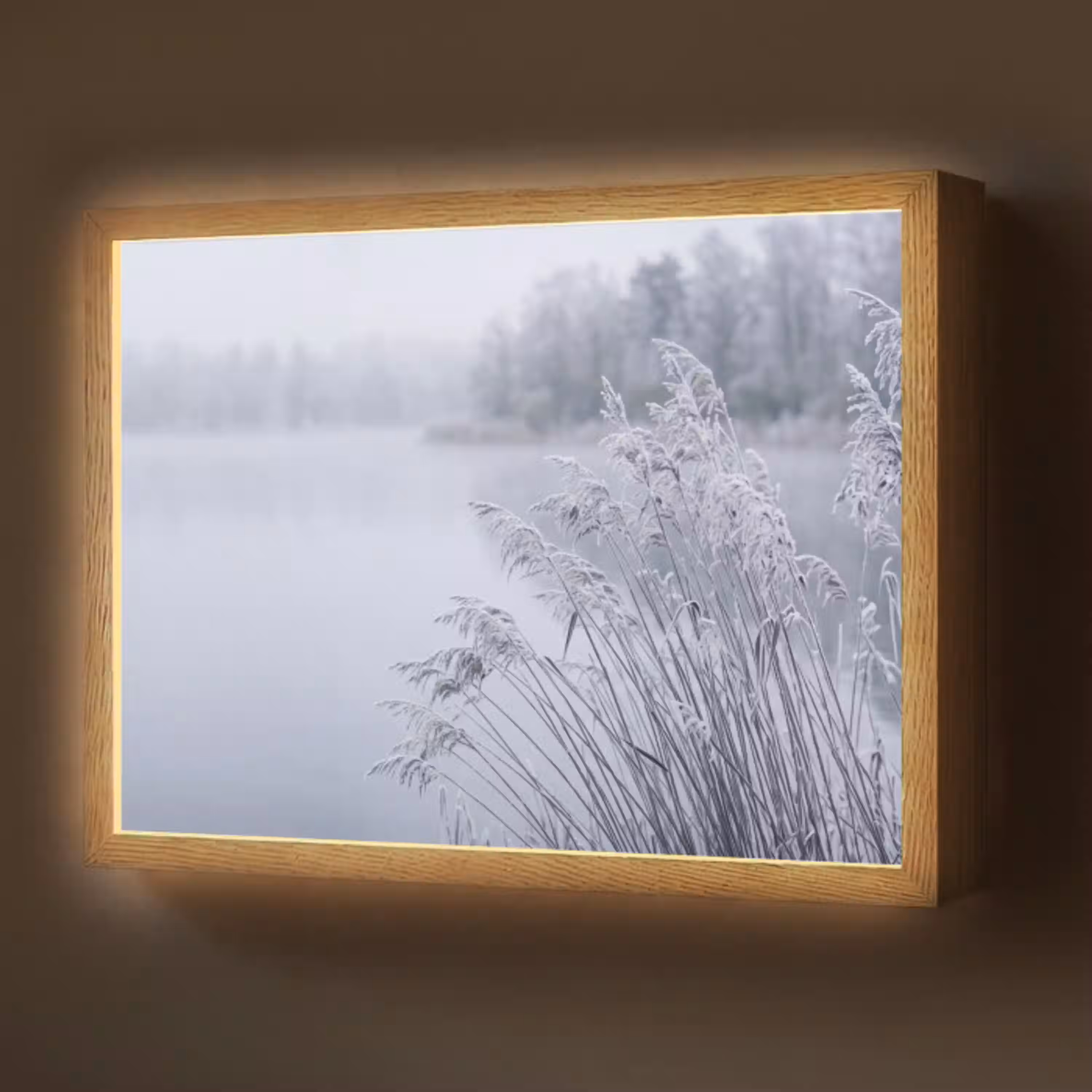 Riet - Bevroren - Winter - Natuur Light Box met batterij (Wandlamp) middel -z3d_website