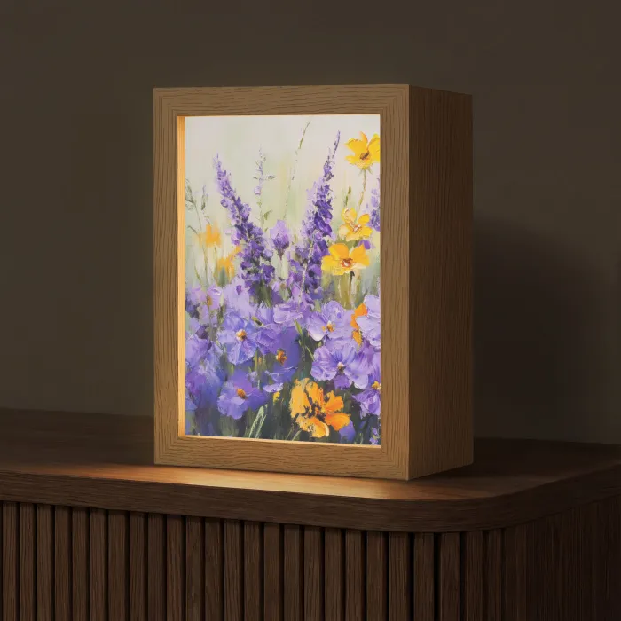 Lavendel - Bloemen - Natuur - Kunst Light Box met kabel (Tafellamp) klein -z3d_website
