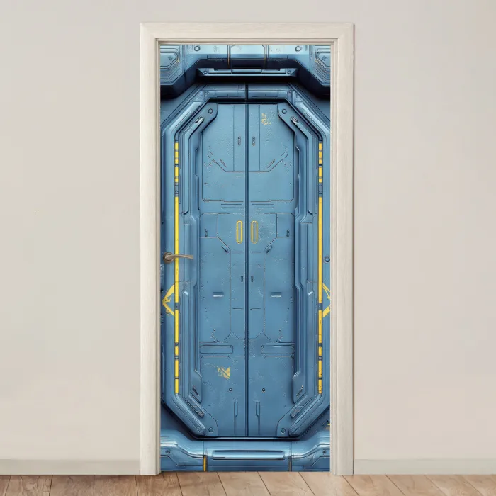 Deur - Futuristisch - Blauw deurposter klein -3d_beige