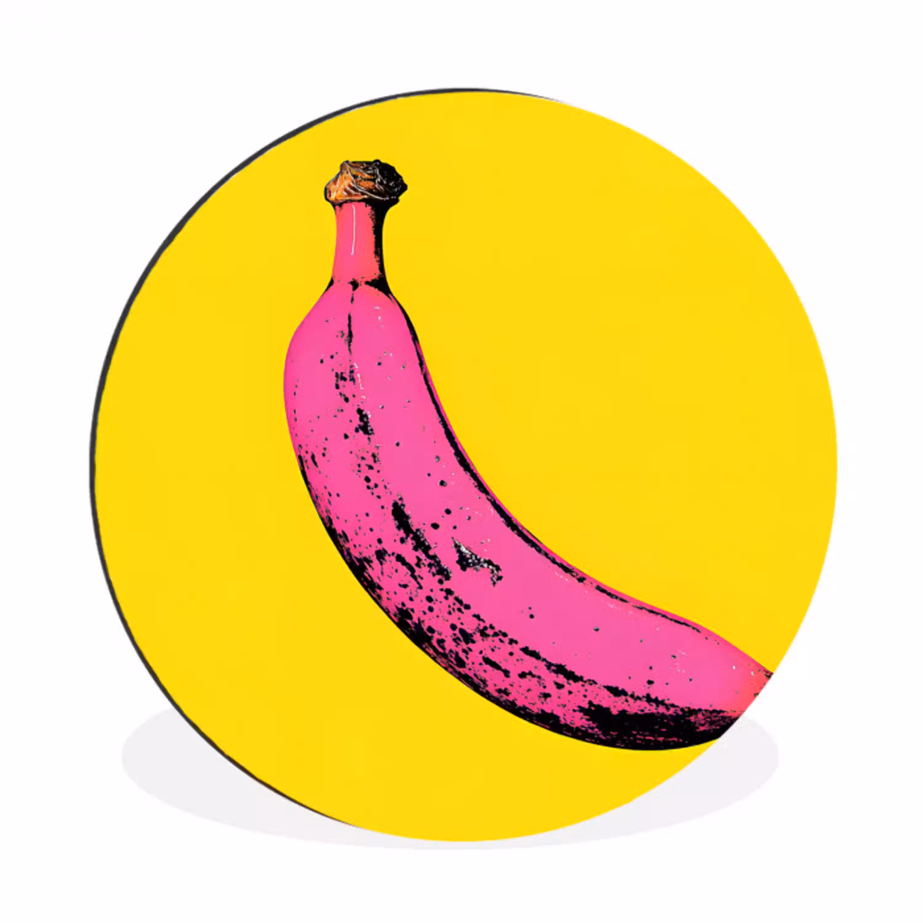 Banaan - Grafisch - Geel Wandcirkel aluminium klein -3d