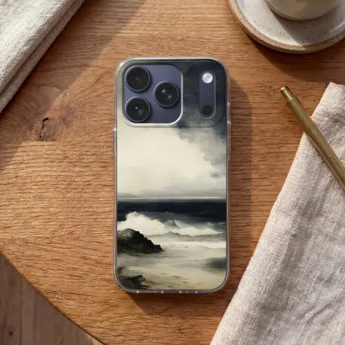 Zee - Rotsen - Storm Telefoonhoesje iPhone 17 Pro klein -sfeer1