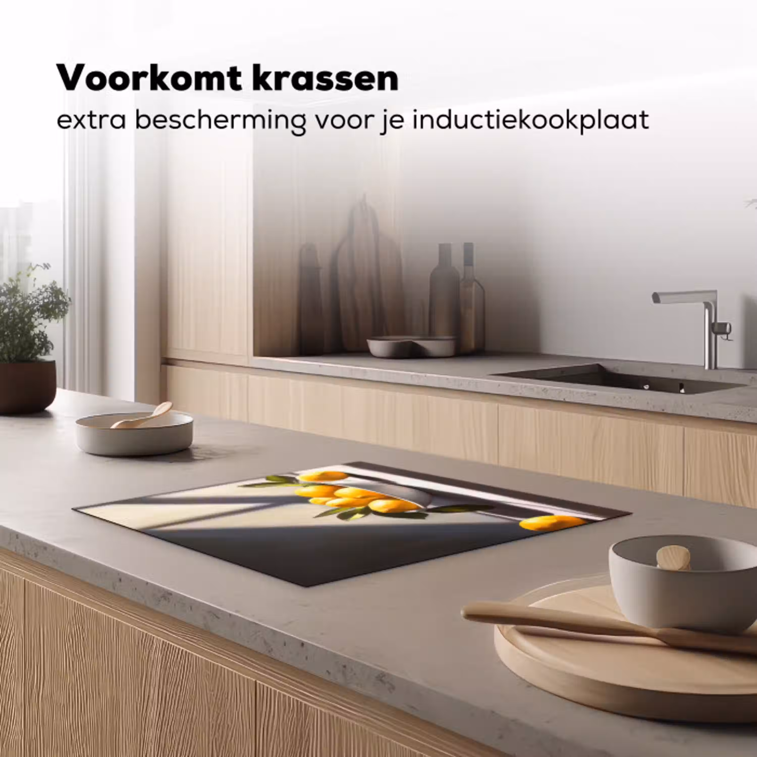 Citroenen - Stilleven - Geel Inductie beschermer vinyl 3mm middel -sfeer1