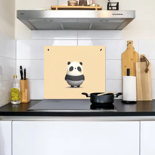 Panda - Beige - Minimalistisch Inductie beschemer met haakjes middel -sfeer2