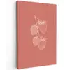 Minimalistisch - Illustratie - Aardbei - Tak Tuinposter op houten frame 2 cm dik klein -3d