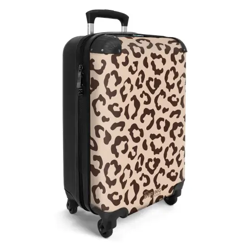 Dierenprints - Panterprint koffer in bruin en beige NBS - Handbagage koffer - Kinderen Unisex middel -productfoto_3d
