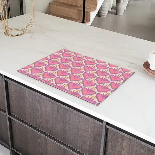 Patroon - Roze - Hartjes Inductie beschermer vinyl 3mm klein 276 -sfeer8