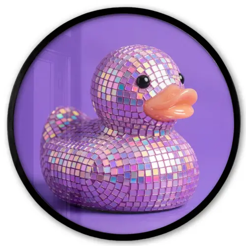Disco - Eend - Paars Fotolijst rond zonder passe partout klein -3d