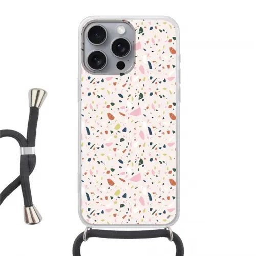 Terrazzo - Patroon - Kleurrijk Hoesje iPhone 16 Pro Max met koord klein 804 -3d