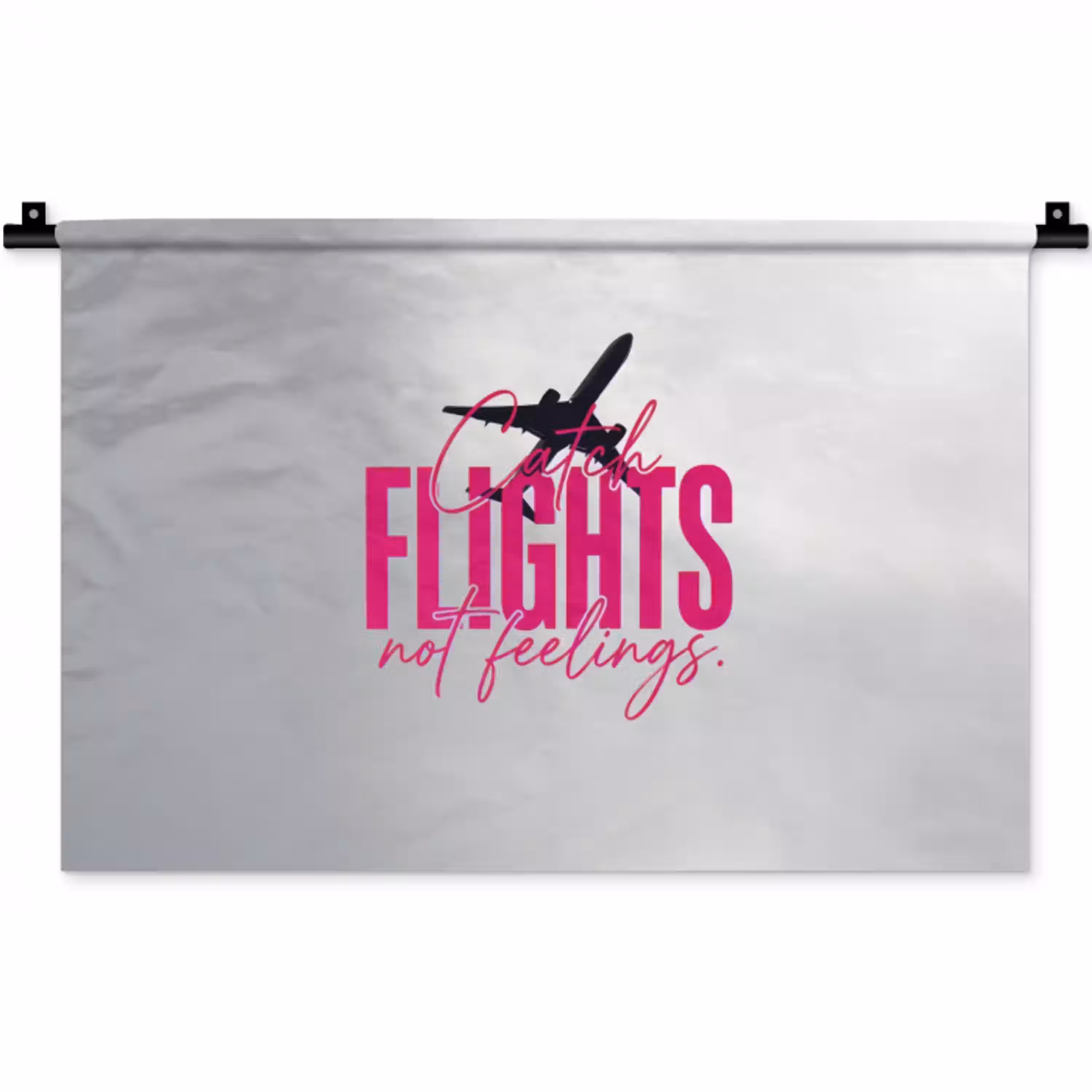 Catch flights not feelings - Vliegtuig - Roze Wandkleed katoen klein -zz3d