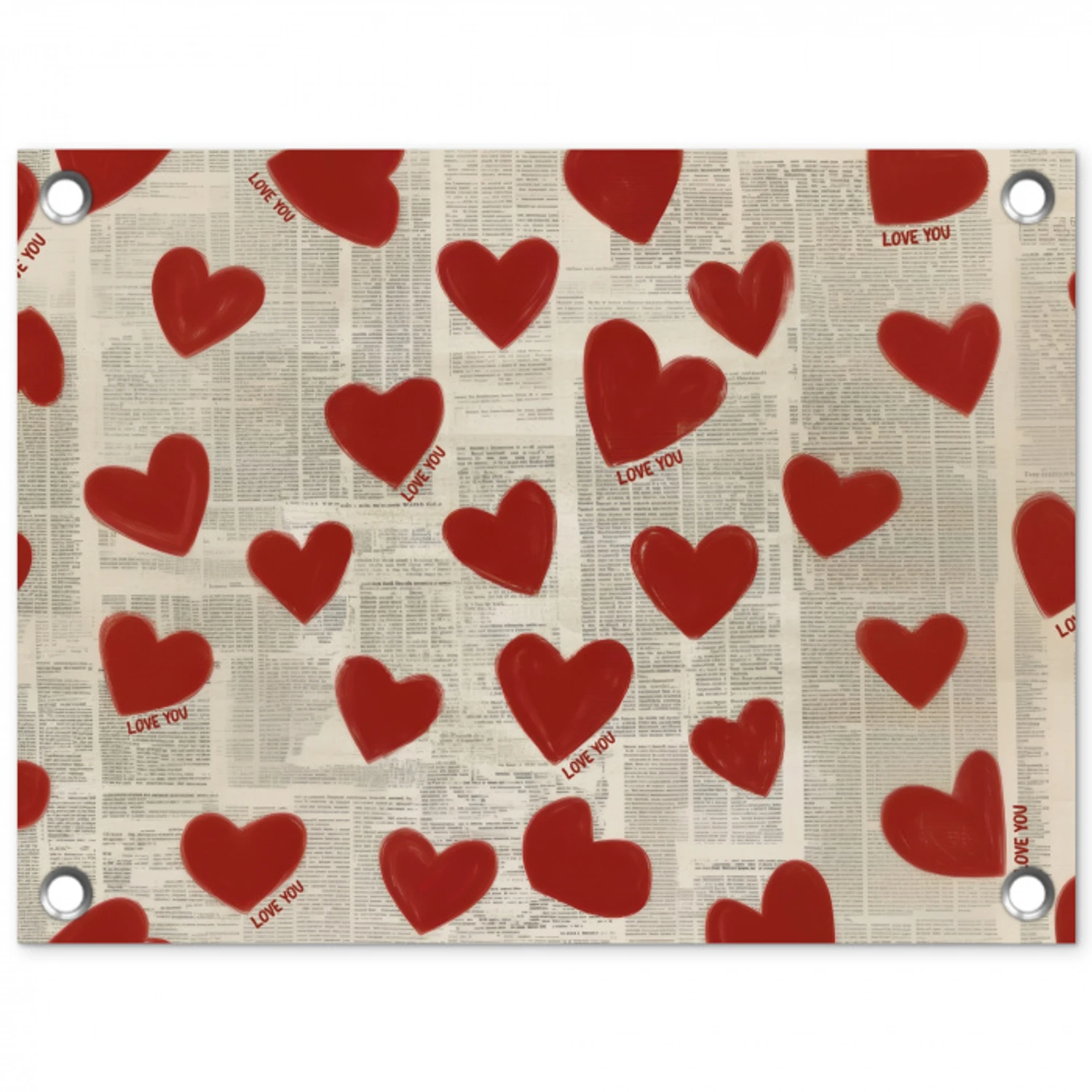 Hartjes - Krant - Loveyou tuinposter los doek klein -3d